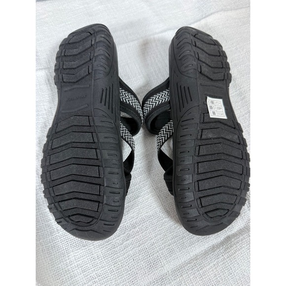Skechers On-the-GO 600 Radiant Black White Chevron Sandals 179145S Womens Sz 7 - Picture 2 of 4